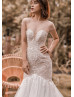 Cap Sleeve Ivory Beaded Lace Tulle Wedding Dress With Nude Lining